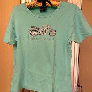 Las Vegas Harley Davidson turquoise blue women’s shirt